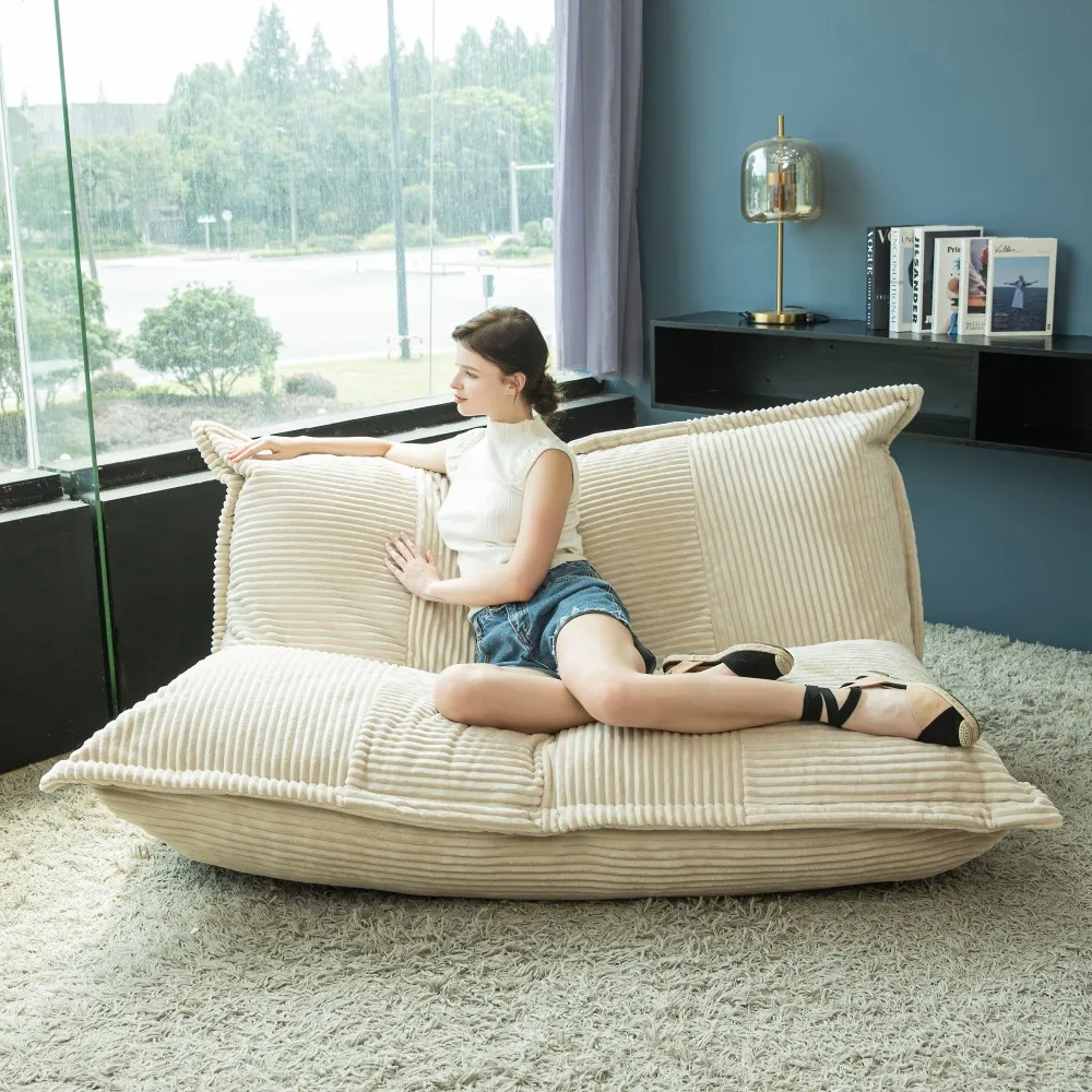 Indoor furniture white bean bag sofa soft comfortable double adult sofa lounge recliner