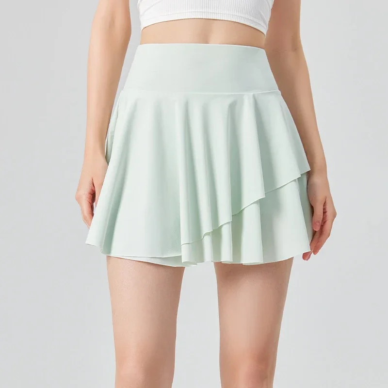 Women Tennis Skirts High Waist Sports Pleated Skirts Fake Two Piece Badminton Shorts Quick Dry Gym Fitness Running Short Skorts