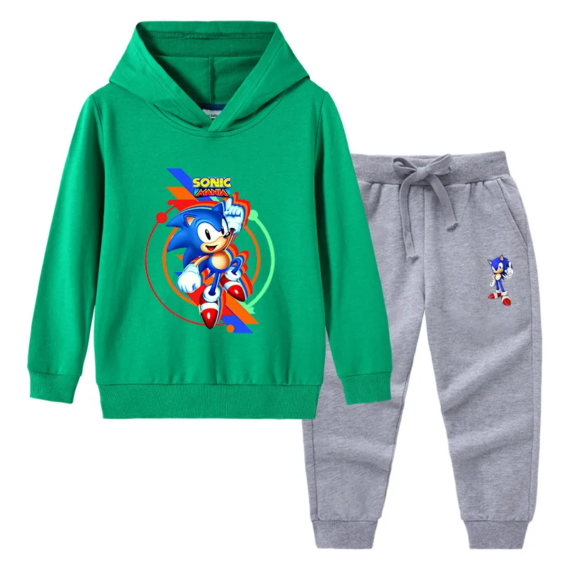 

Sonic's New Children's Clothing Children's Hooded Sweater Trousers Two-piece Cotton Long-sleeved Suit