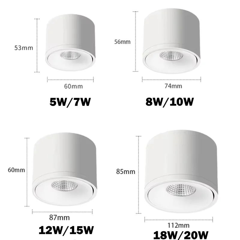Modern Black LED Ceiling Light with Dimmable Rotatable Spot Light