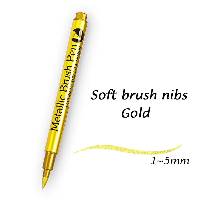 Metallic Brush Marker Pens – Gold & Silver Permanent Art Set for Crafts and Scrapbooking