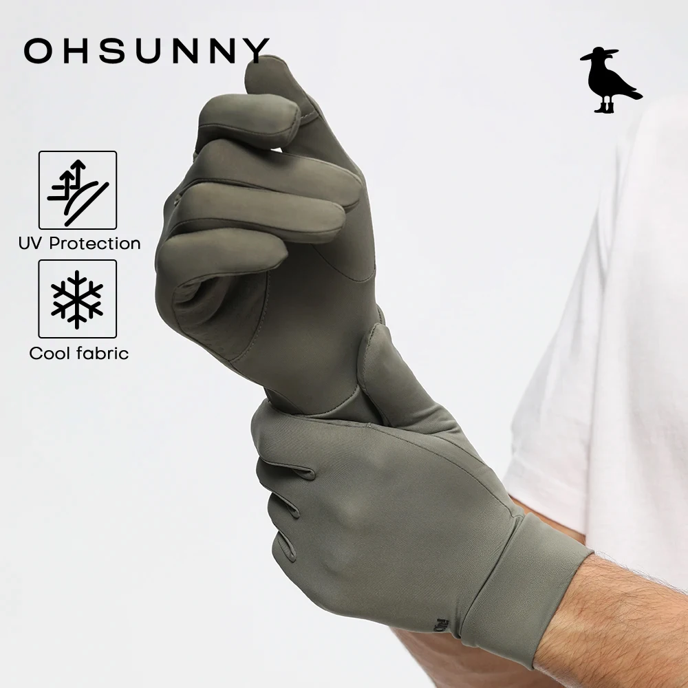 OhSunny Men Gloves Sun Protection Fingerless Mittens Anti-UV UPF50+ Cooling Fabric Sunscreen Breathable Outdoor Camping Driving