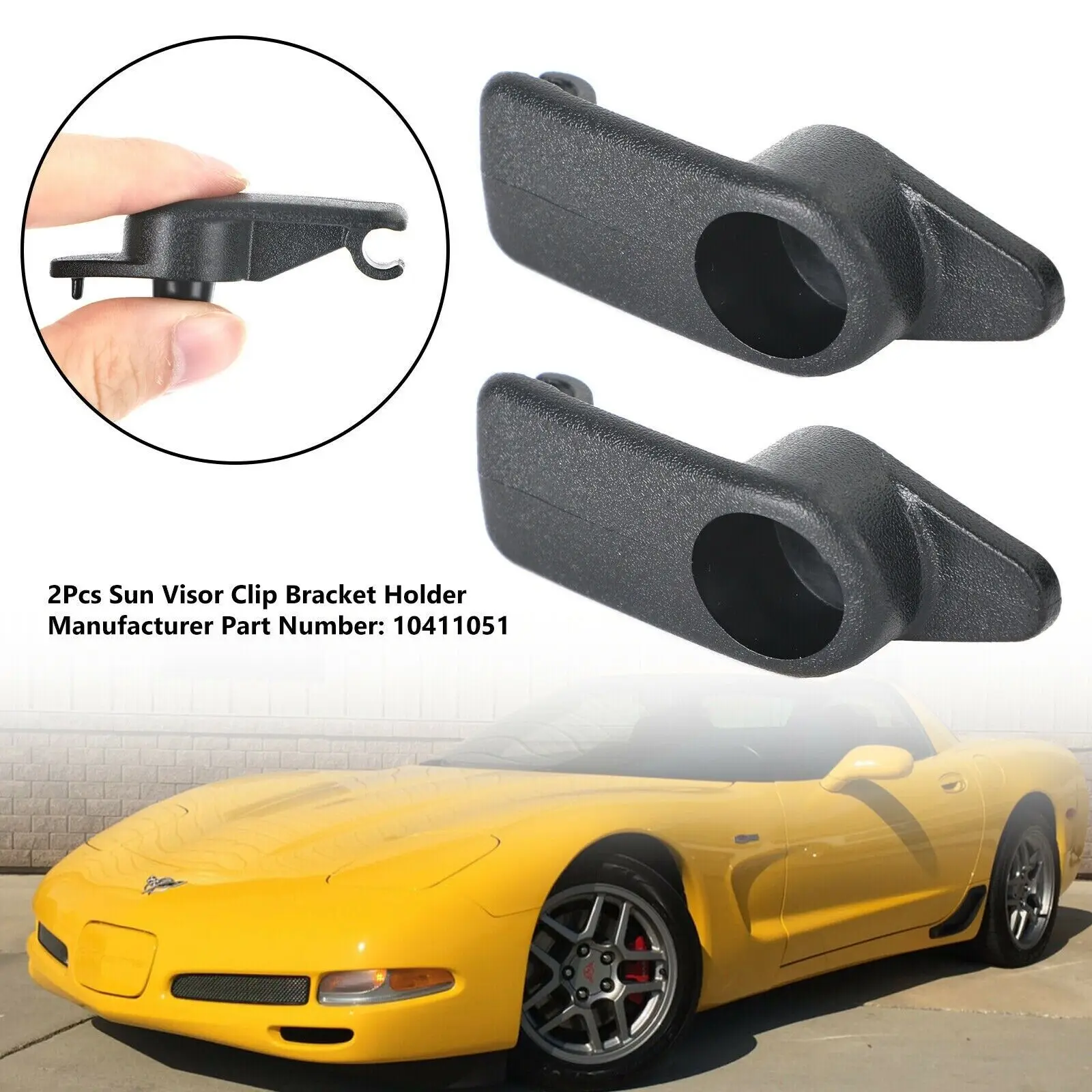 

Pair Sun Visor Clip Bracket Holder 10411051 For Chevrolet For Corvette C5 97-04