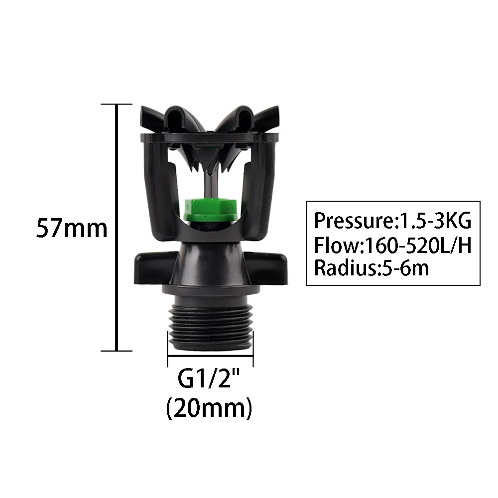 Garden Sprinkler 1/2" 3/4" Male Thread Automatic Rotating Sprinkler Scattering Nozzle 360 Degree for Garden Lawn Vegetable Planting