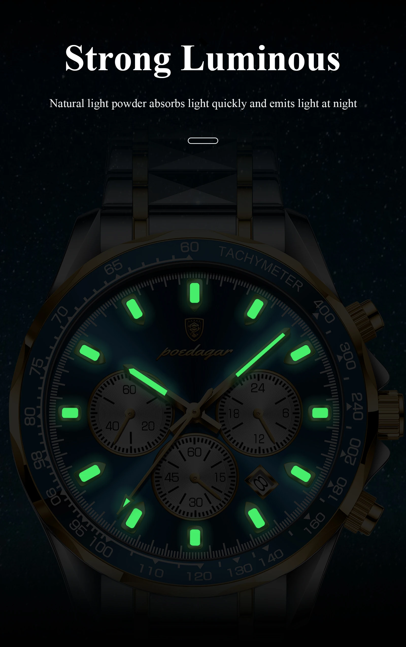 Men's Quartz Watch Chronograph Business Waterproof Luminous Date_voghion.com