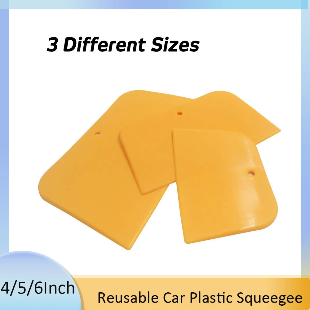 3Pcs Reusable Car Squeegee 4, 5, 6 Inch Plastic Car Scraper Auto Film accessories Card, Putties, Glazes Caulks, Window Squeegee