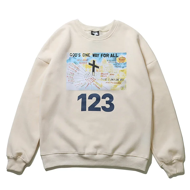 Tide Men's Europe and The United States Retro Ins Graffiti Printing Loose Round Neck Sweater Padded Hoodie cztop street vintage fashion fog rrr123 graffiti letter printing high street style pullover round neck loose casual sweater