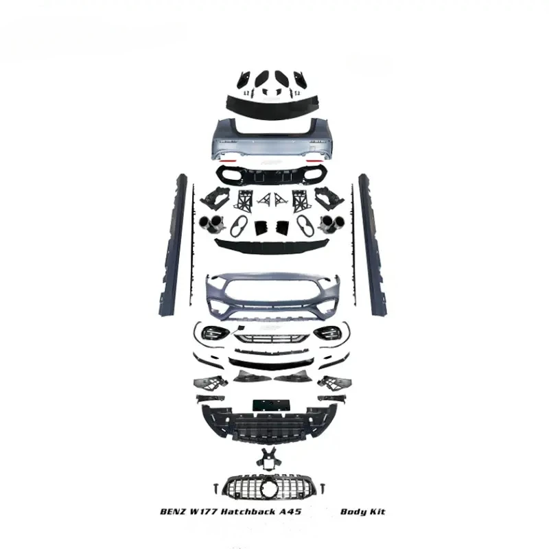 

Хэтчбек A класса W177, используется модификация в стиле A45, включая переднюю решетку бампера, боковые юбки, наконечники выхлопных газов заднего бампера, комплект наконечников кузова