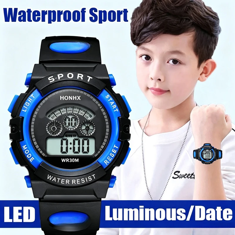 Waterproof LED Digital Sports Watch with Silicone Strap