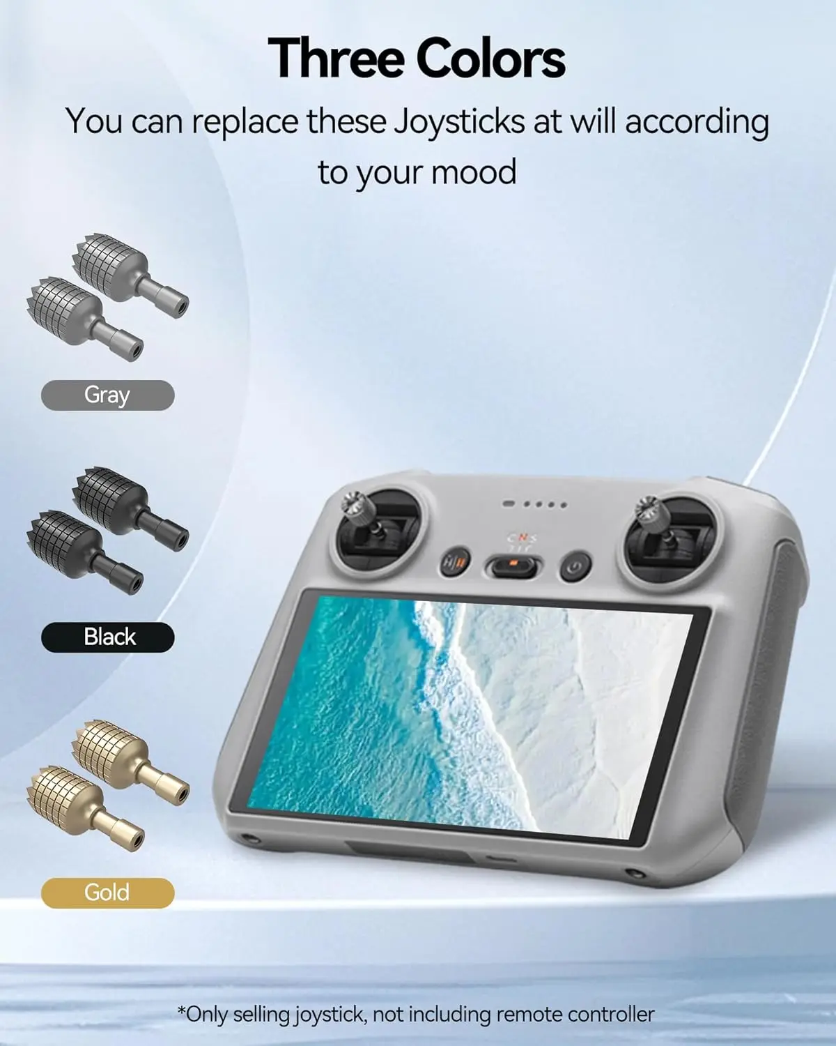 Main tenant un bâton de télécommande DJI RC/RC2 pour Mini 4 Pro et Air 3, illustrant la prise en main.