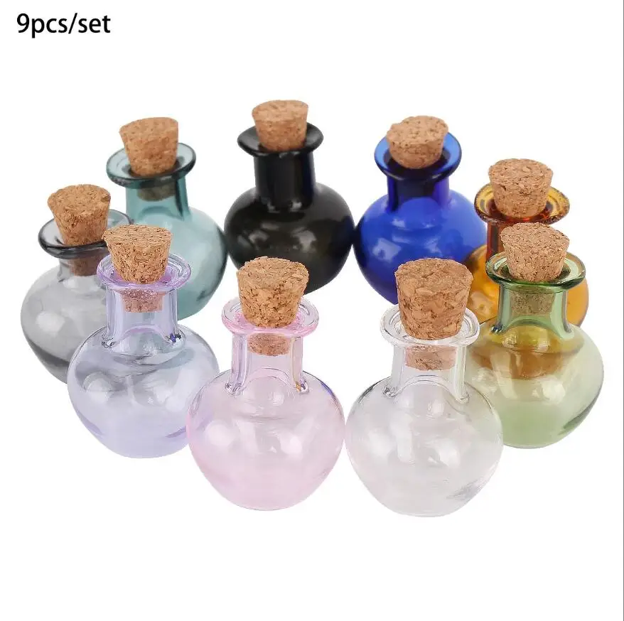 9pcs Miniature Apple Shape Glass Bottles with Cork Stopper Tiny Decorative Jars Small Vials for Dollhouse Decoration DIY Crafts 4