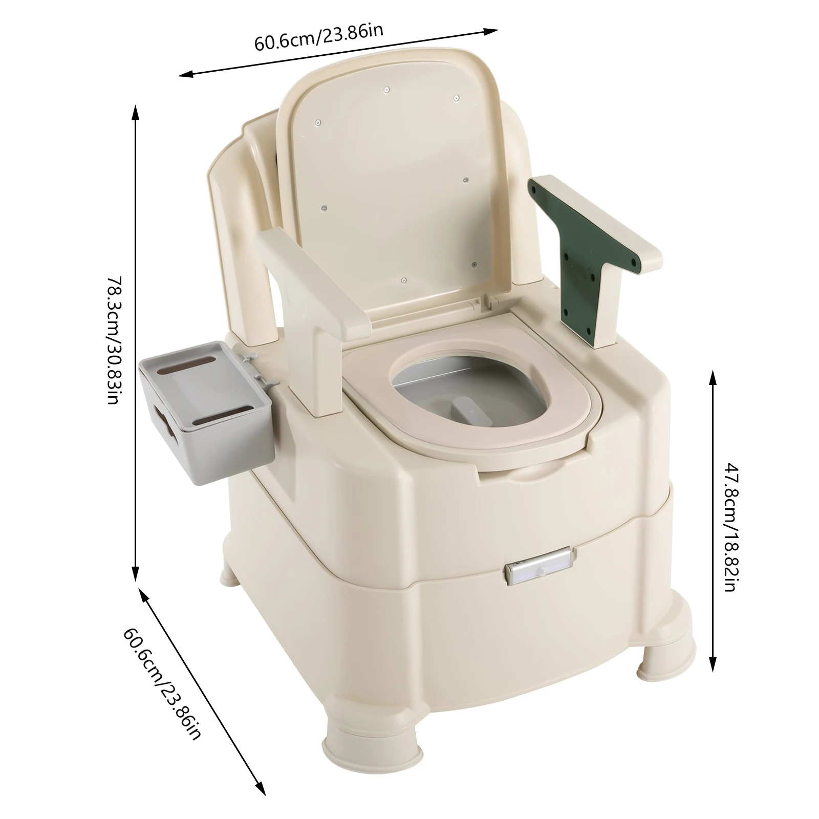 Portable Bedside Toilet with Sensor Night Light 2