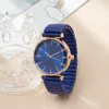 Luxury Treasure Blue Simple Crystal Ladies Quartz Watch Casual Stainless Steel Stretch Strap Fashion Women Dress Clock Watches 4