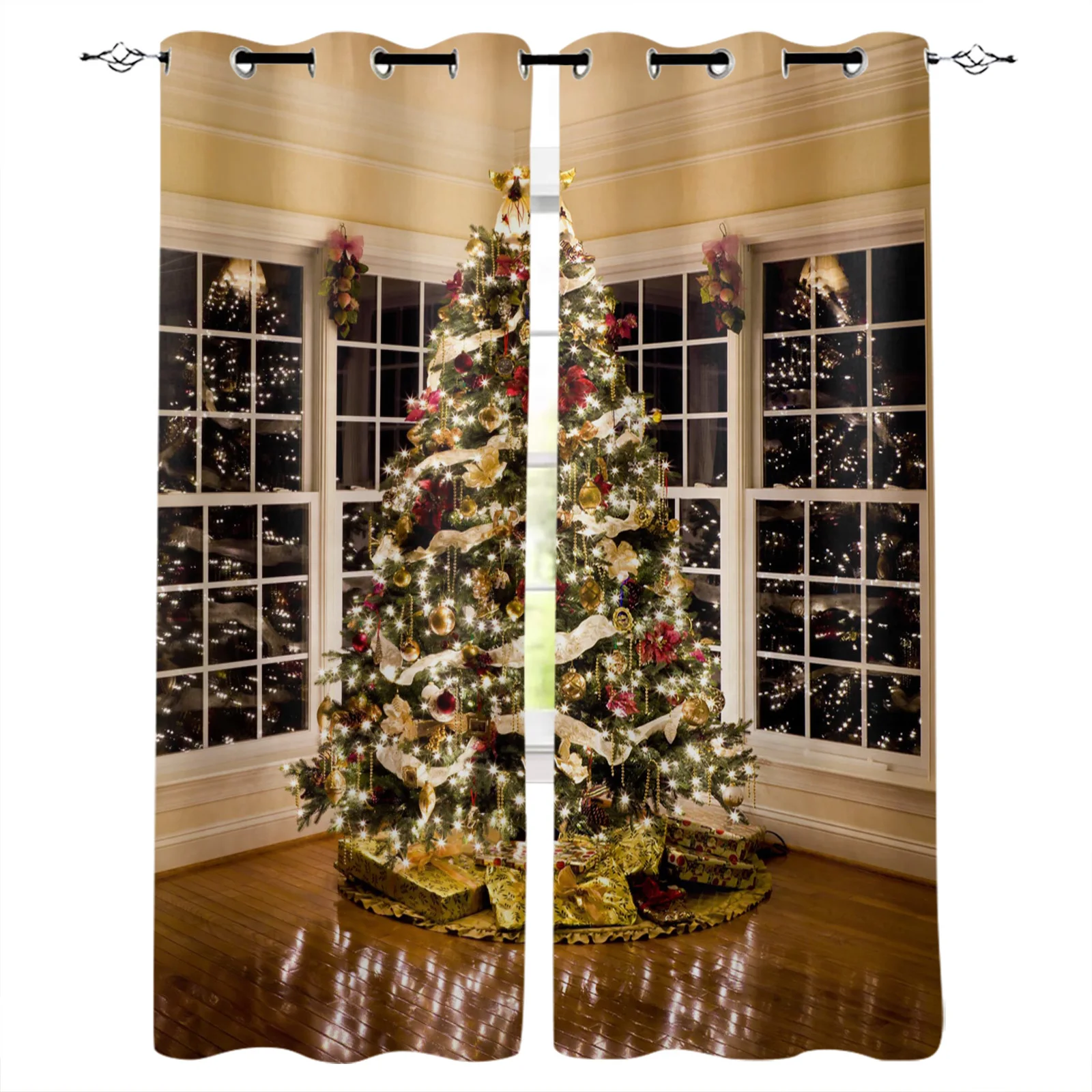 

Santa Claus Christmas Blackout Curtains Bedroom Living Room Kitchen Drapes Window Treatments Xmas Navidad Natal Home Decoration