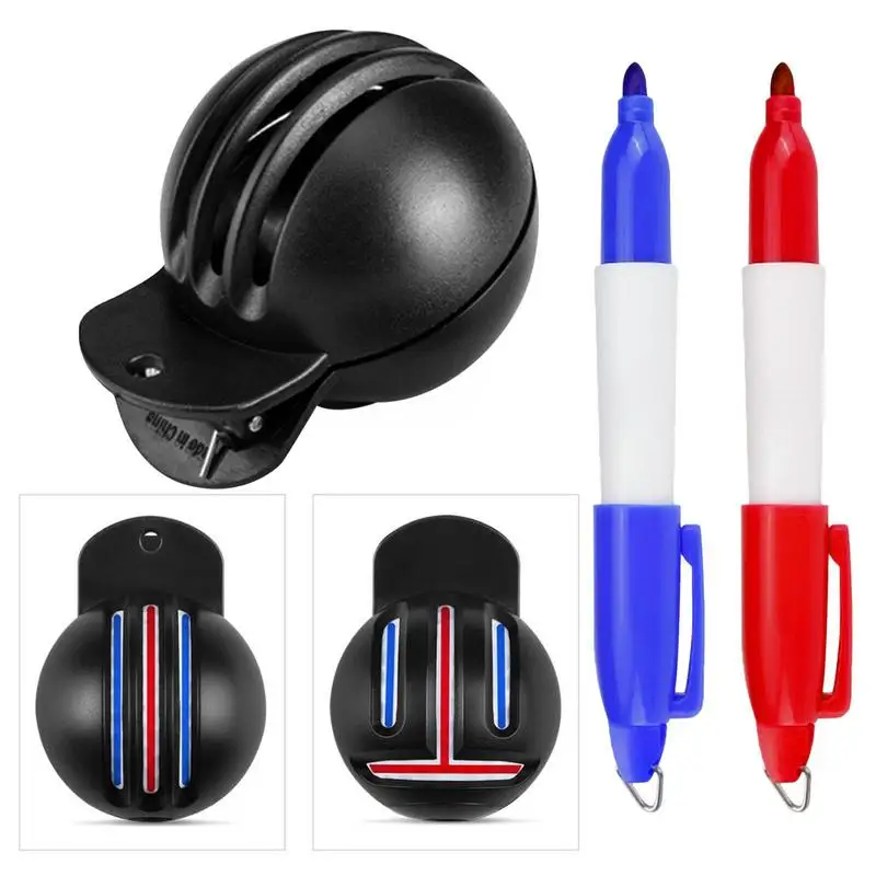 Golf Ball Marker Stencil With 2 Waterproof Pen Golf Ball And Lines Marker Golf Alignment Tool Straight Lines Supplies Accessory