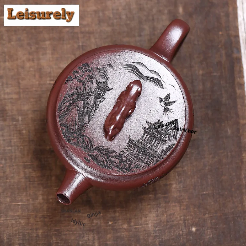 210ml Yixing Purple Clay Teapots Handmade Large Caliber Pot Raw Ore Stone Red Mud Tea Maker Kettle With Strainer Zisha Tea Set