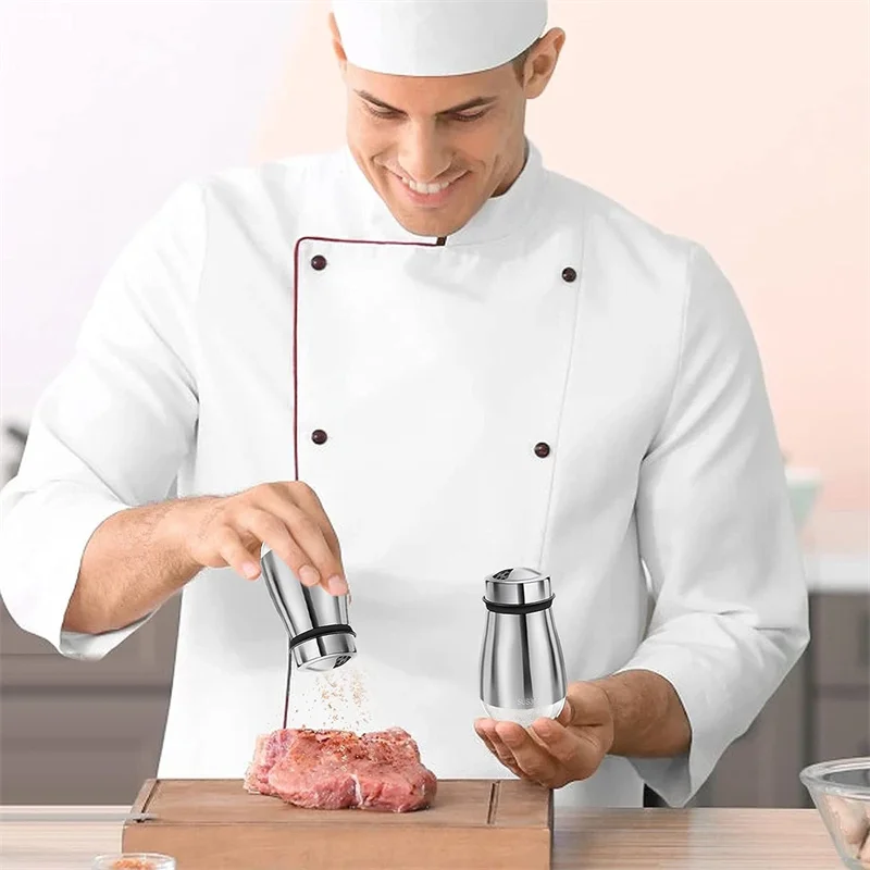 Stainless Steel Salt and Pepper Shaker Seasoning Dispenser Container