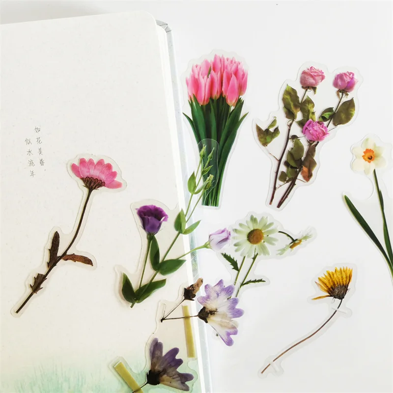 

40Pcs Scrapbook Vintage Aesthetic Flower Stickers Self-Adhesive Bullet Journal Scrapbooking Tools Junk Card Making Bible Supplie