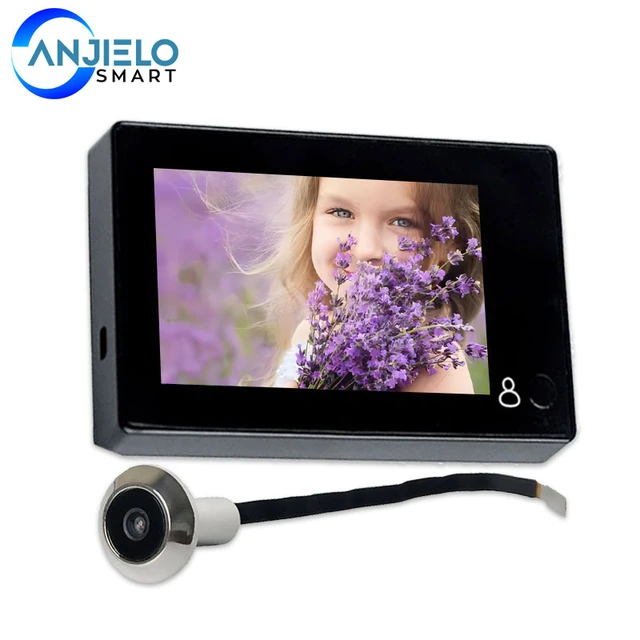 ANJIELO SMART Cámara de mirilla para puerta de apartamento, WiFi puerta  mirilla visor video timbre 1080P cámara con monitor 4.3 pulgadas pantalla  LCD