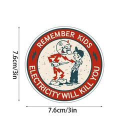 Vintage Electricity Will Kill You Cartoon Stickers for Fun Home Decor and Water Bottles (1PCS)