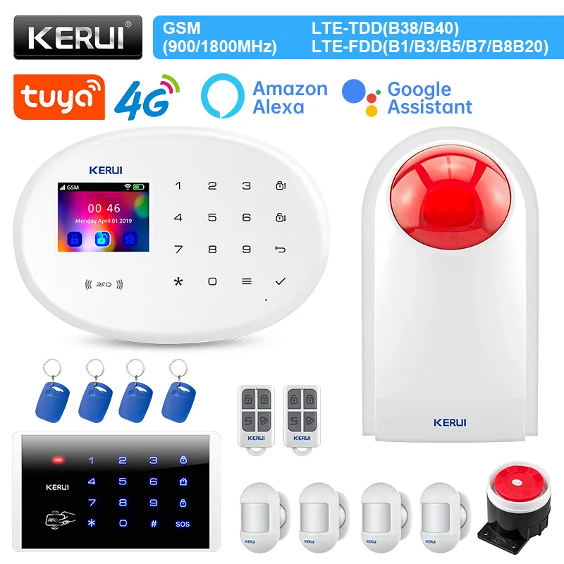

KERUI W204 4G сигнализация комплект WIFI GSM охранная безопасность дома с PIR датчиком движения сирена беспроводные устройства сигнализации