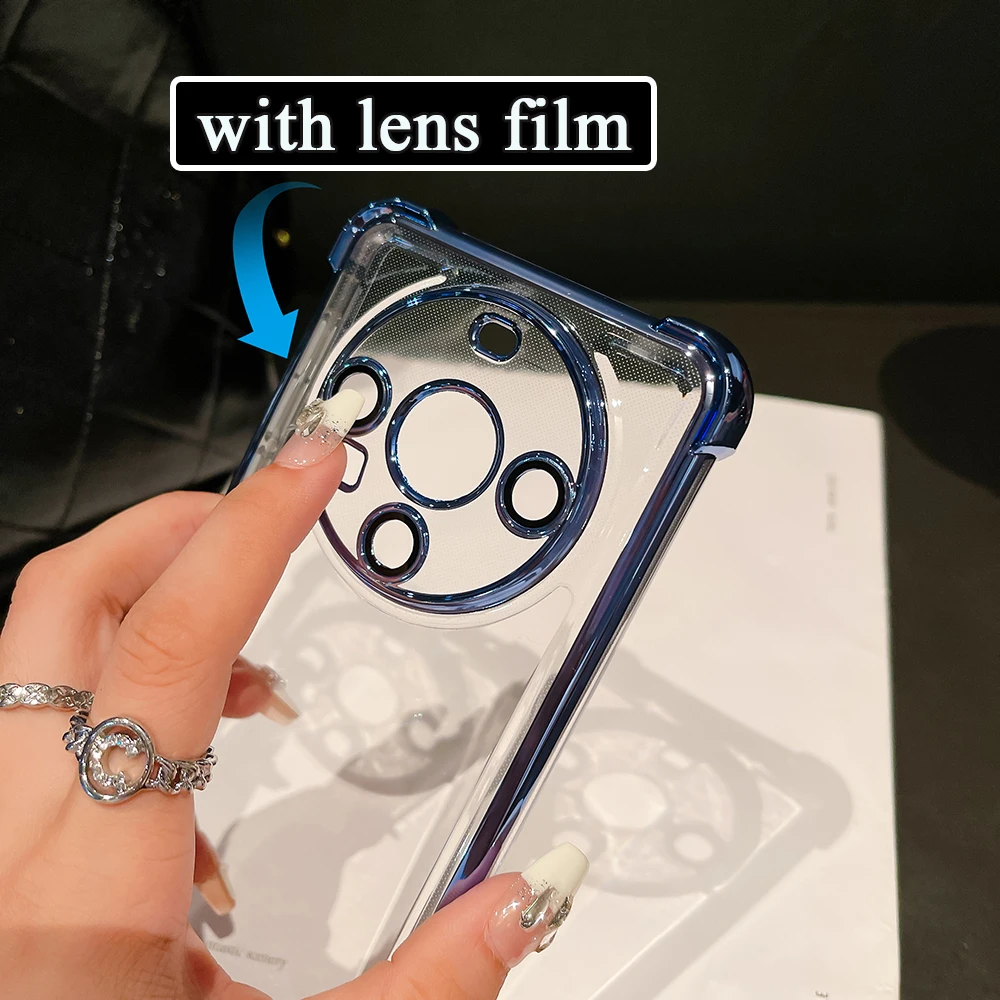 for Huawei Mate 60 Pro Phone Case Plating Colored Frame Space Fine Hole Cover Soft Transparent Shell Shockproof Non-Slip Fundas_voghion.com