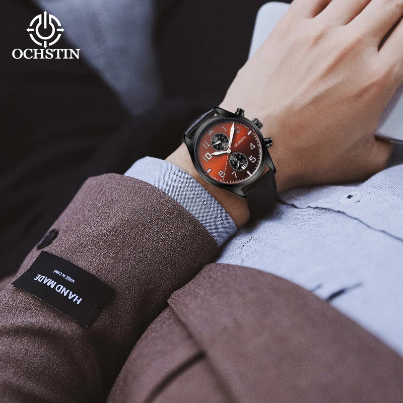 OCHSTIN Hot Model 2024 Trendy Hundred Pilot Series Men's Waterproof Watch Multifunctional Quartz Movement Men's Quartz Watch