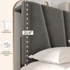 King Size Bed Frame with Velvet Headboard, Platform Bed Featuring Storage Headboard, Charging Station, and LED Lights for Modern 4