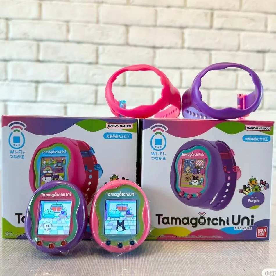 

Original Tamagotchi Uni Blue Wifi Electronic Machine Pix Pet Meets Networking Console Odometer Funct Color Screen Game Console