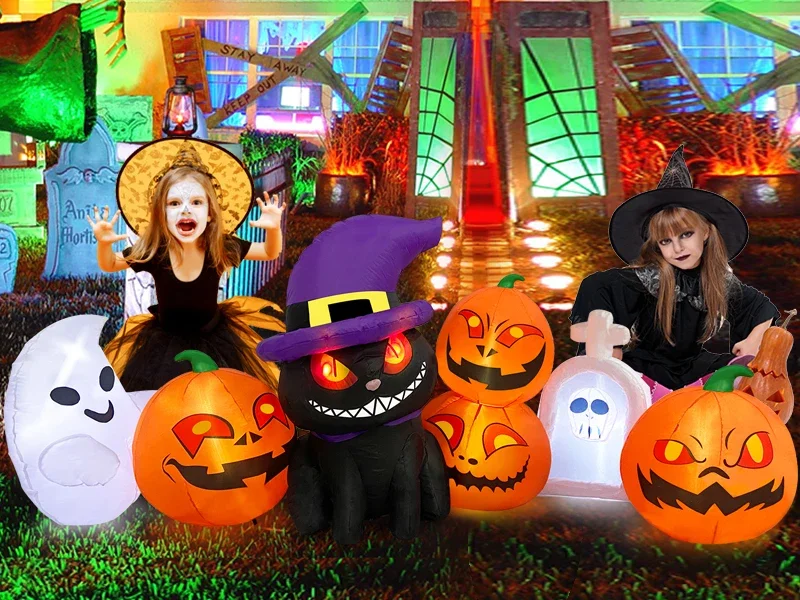 light up halloween decorations outdoor witch cat