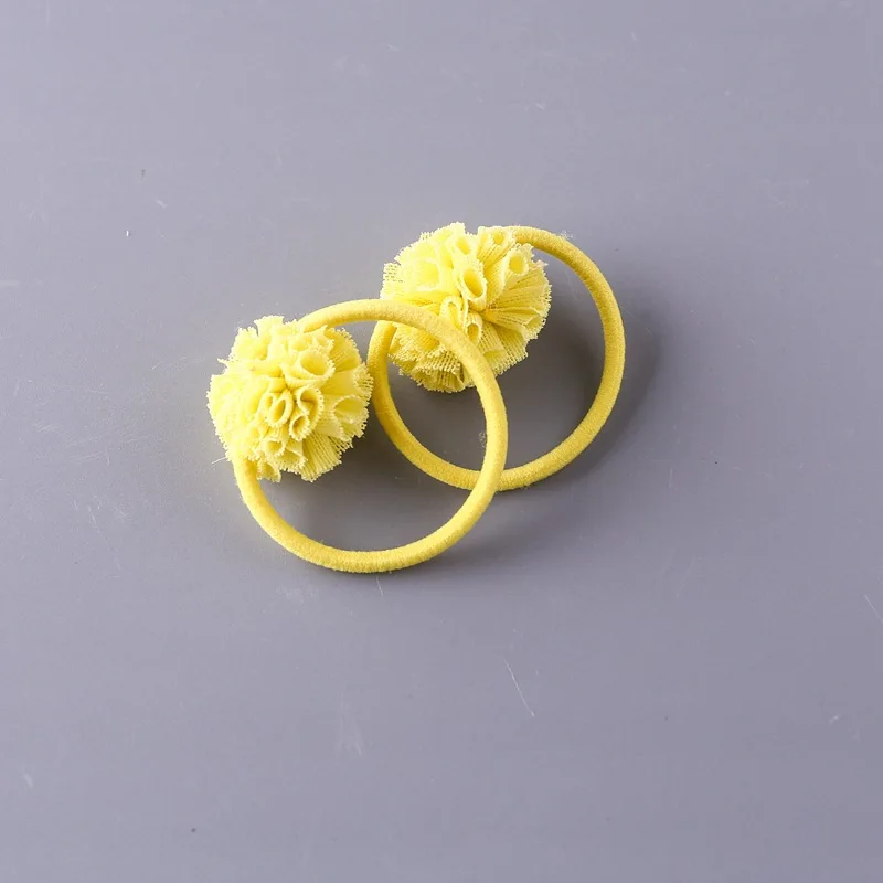 2pcs Korean Cute Silk Flower Handmade Small Flower Ball Hair Band Princess Baby Hair Tie Headwear Girls Kids Hair Accessories