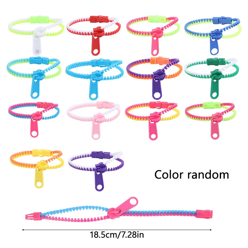12/24Pcs Zipper Bracelets Kids Anti Stress Fidget Toys Birthday Party Favors Goodie Pinata Fillers Christmas Wedding Guests Gift