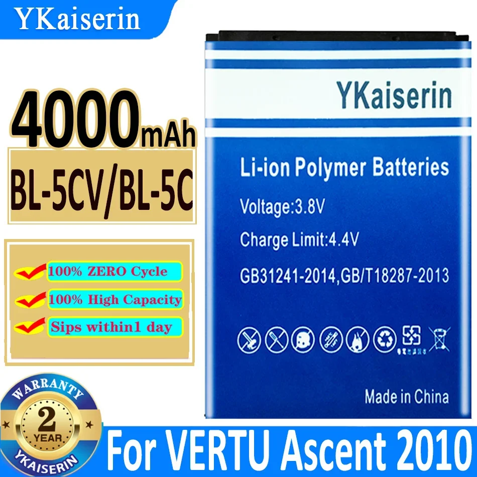 4000Mah Ykaiserin Batteria Bl-5Cv Bl-5C Per Vertu Ascent 2010 / Signature S Design/Per Vertu X Bateria