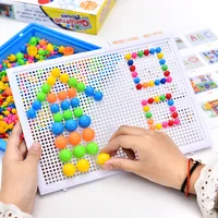 296PCS Mushroom Nail DIY Handmade Toys Children's Montessori Educational Toys Intelligent 3D Puzzle Game Jigsaw Board Gifts 1