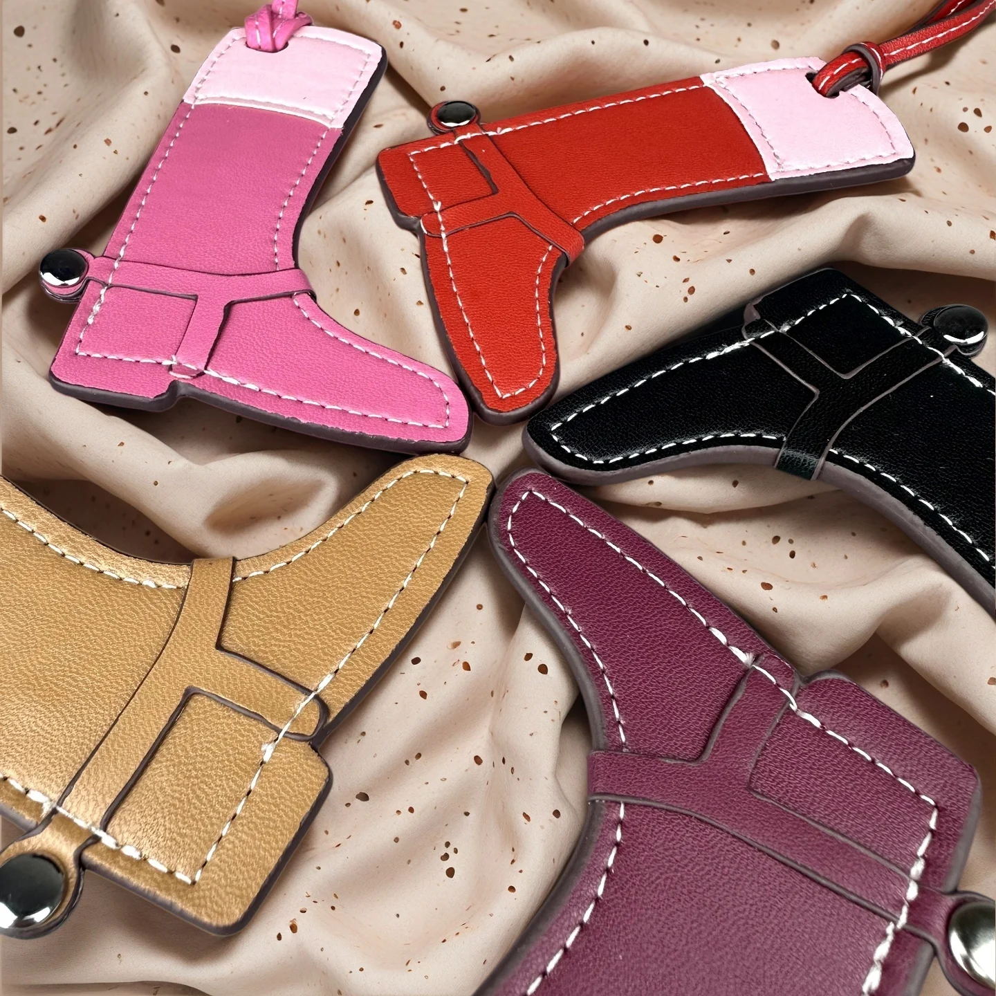 Handcrafted Artisan Leather Color-Block Boot Charm Pendant