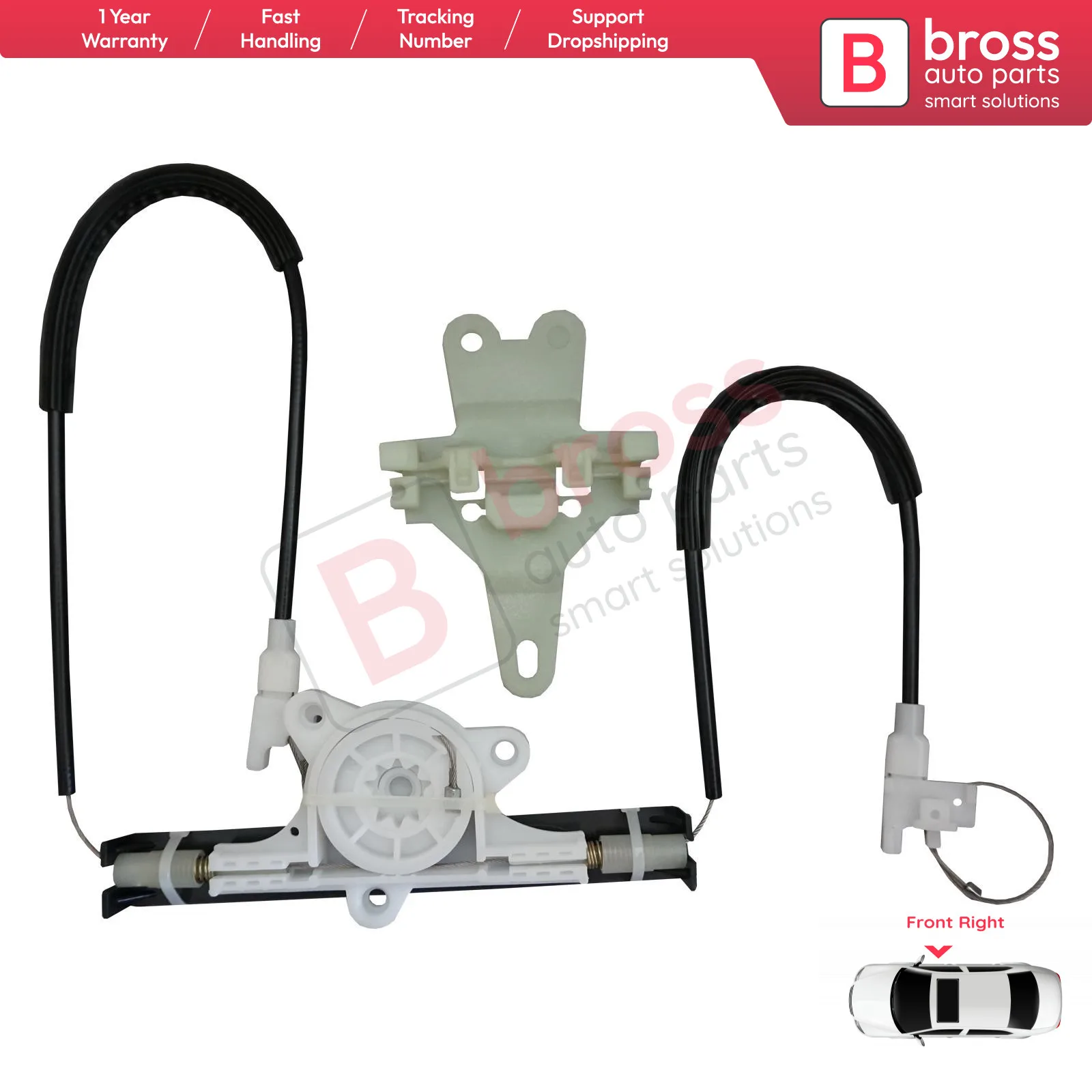Bross Bwr5141 Electrical Power Window Regulator Repair Kit Front Right