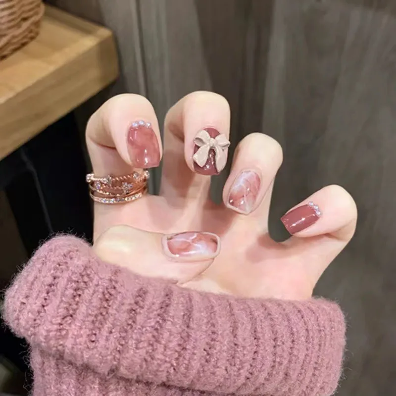 

Glittering Fresh Long False Nails 24pcs Reusable Manicuring Fake Nails for Ballet Finger Nail DIY Manicure Nails Art