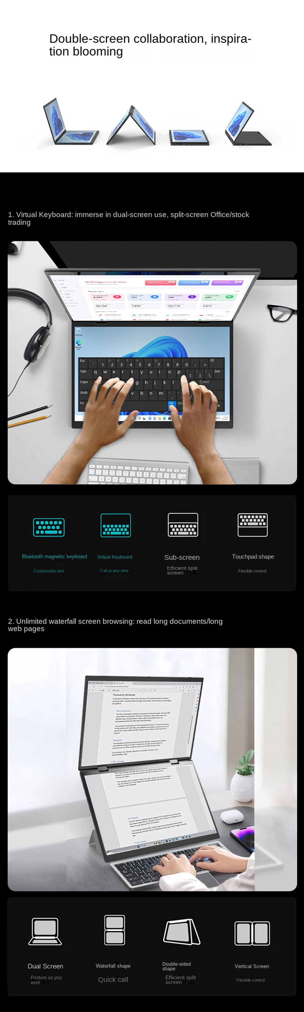 2024 Dual Screen Touch Laptops Windows 11 360 Flip Gaming Notebook PC YOGA 14 Inch 2.2K Intel N95 32Gb RAM+1TB M.2 5G WiFi 13 2024 Dual Screen Touch Laptops Windows 11 360 Flip Gaming Notebook PC YOGA 14 Inch 2.2K Intel N95 32Gb RAM+1TB M.2 5G WiFi 6