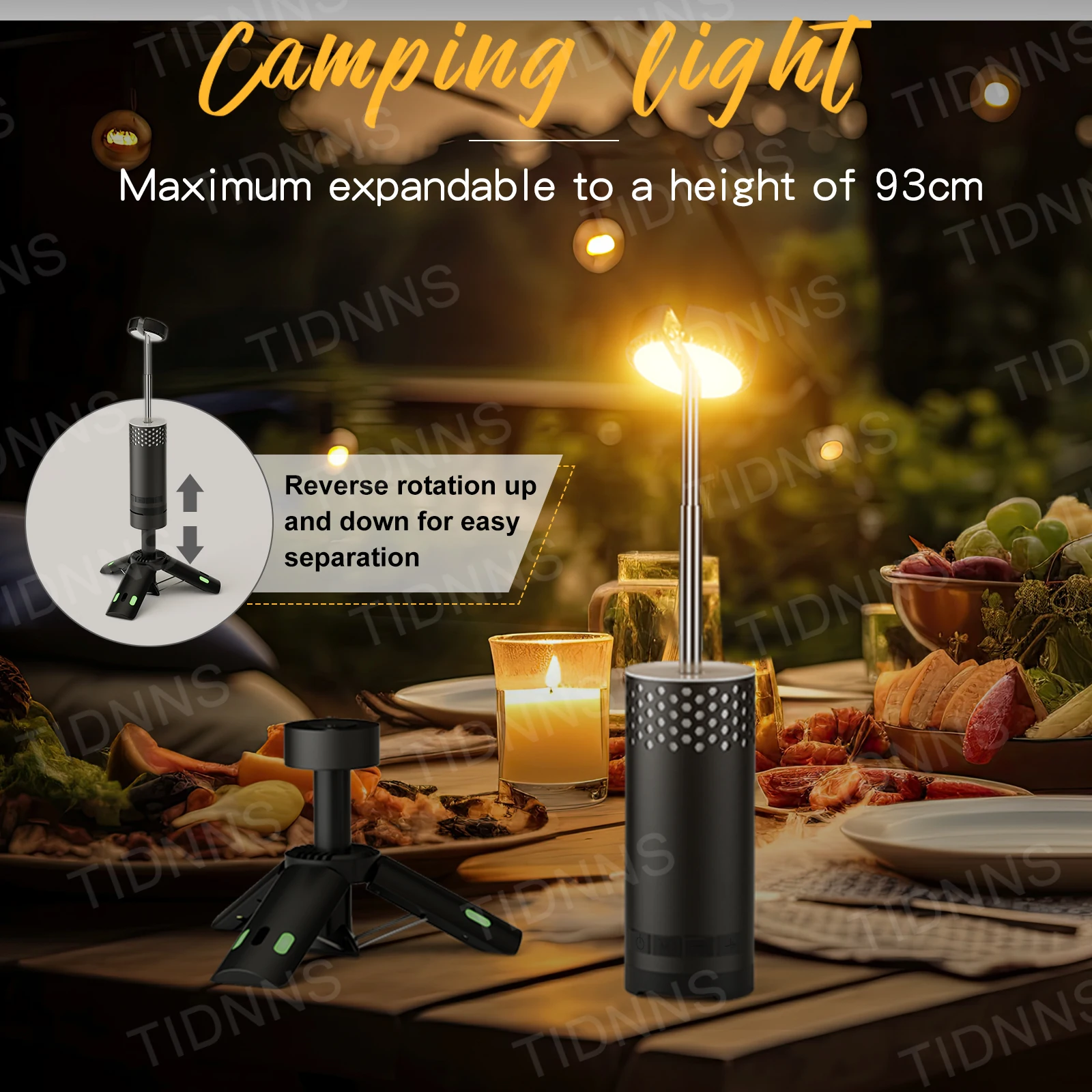 Lampada Da Campeggio Telescopica Ricaricabile 14000 MAh – 6000 Lumen, Impermeabile IPX5, Magnetica, Con 4 Teste Regolabili - 5