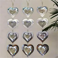 Heart Wind Chime 3D Metal Heart Wind Spinner Hanging Rotatable Heart Wind Spinner Love Spinner For Garden Hanging Ornament 1