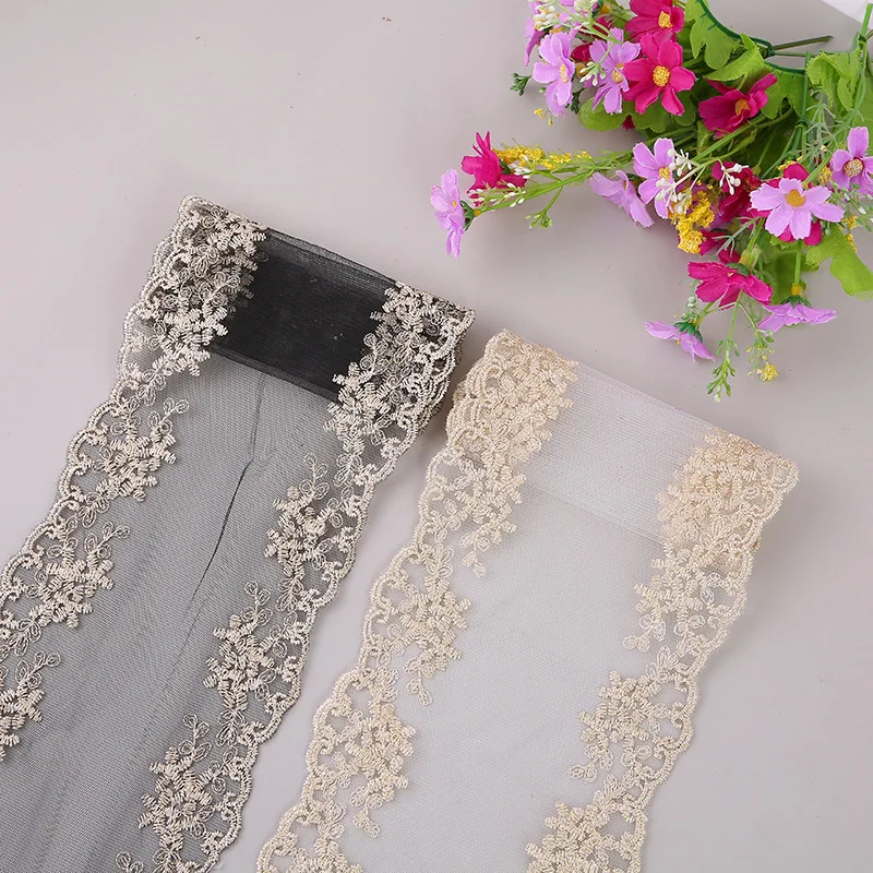 

3 Yards 12.5CM black transparent mesh embroidery pair embroidery hair clip accessories clothing cloth arts and crafts home decor