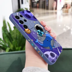 Star Astronaut Silicone Phone Case Cover for Galaxy S26 (Light Blue 1)