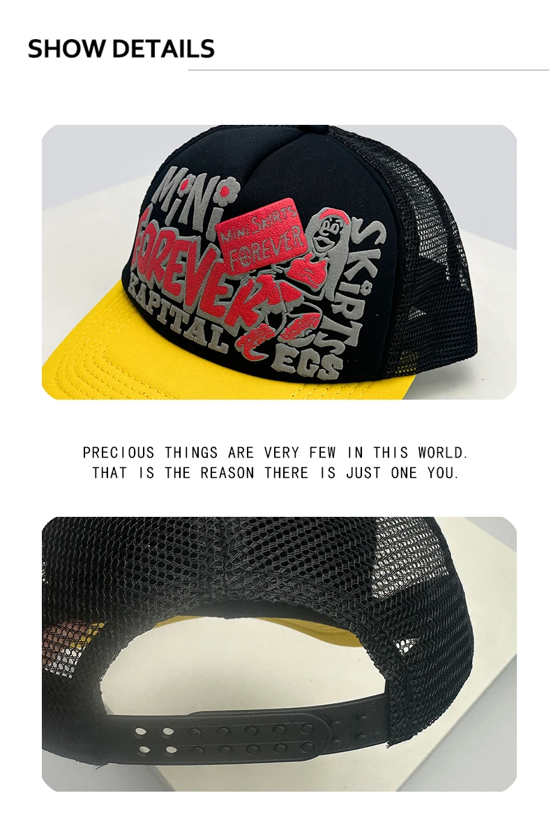 New Unisex American Style Graffiti Printed Letters Baseball Hats Sunshade Color Block Breathable Hip-hop Trucker Caps Versatile