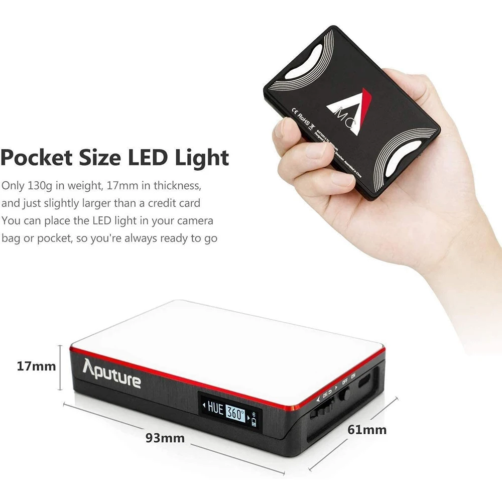 Aputure MC AL-MC RGBWW LED Lights 3200K-6500K Photography Lighting CCT Control AL-MC Mini RGB Light Video Lamp Sidus Link App 4