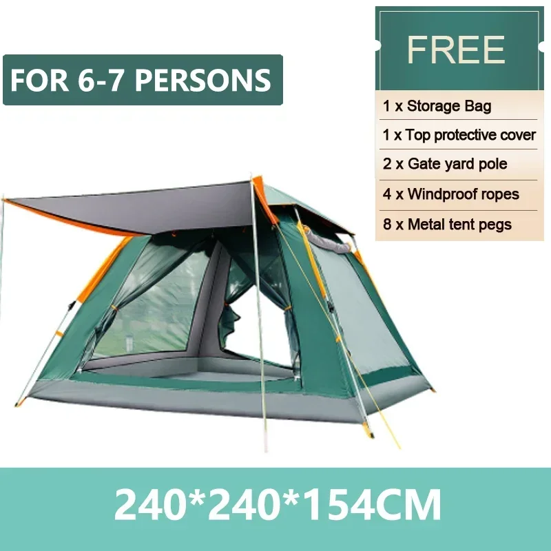 Goture 6-7Person Waterproof Automatic Tent 240*240*150cm Double Layer Camping Tent Outdoor Dome Camping Family Tent Couple Tents 8