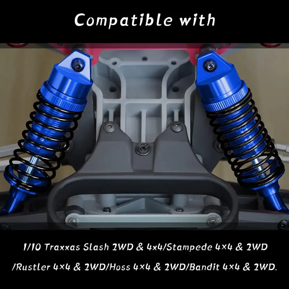 RC Big Bore Shocks 4PCS - Aluminum Alloy Upgrades For Traxxas 1/10 Slash, Rustler, Stampede, Bandit 2WD/4WD