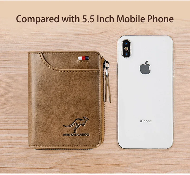 Luxury RFID Blocking Wallet - Mens Zipper Business Card Holder