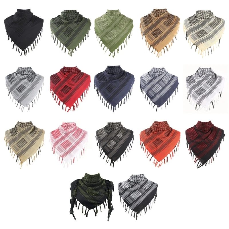 

Versatile Headwrap Shemagh Scarf for Muslims Arab Keffiyeh Headscarf for Arabian Dubai MilitaryTactics Neck Wrap Scarf F0T5