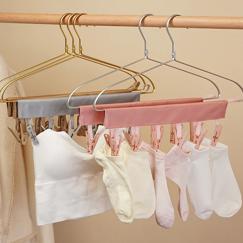 Multifunctional Folding Clothespin Hanger Fabric Clip Drying Hanger Sock Clip Underwear Clip Travel Portable Fabric Hanger 3