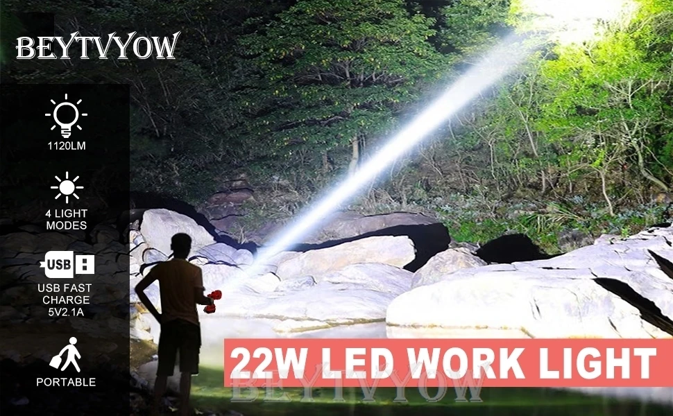 Portable Flashlight for Craftsman V20 Battery 1120LM LED Work Light Cordless Flo